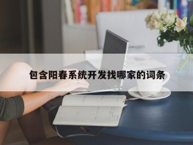 包含阳春系统开发找哪家的词条